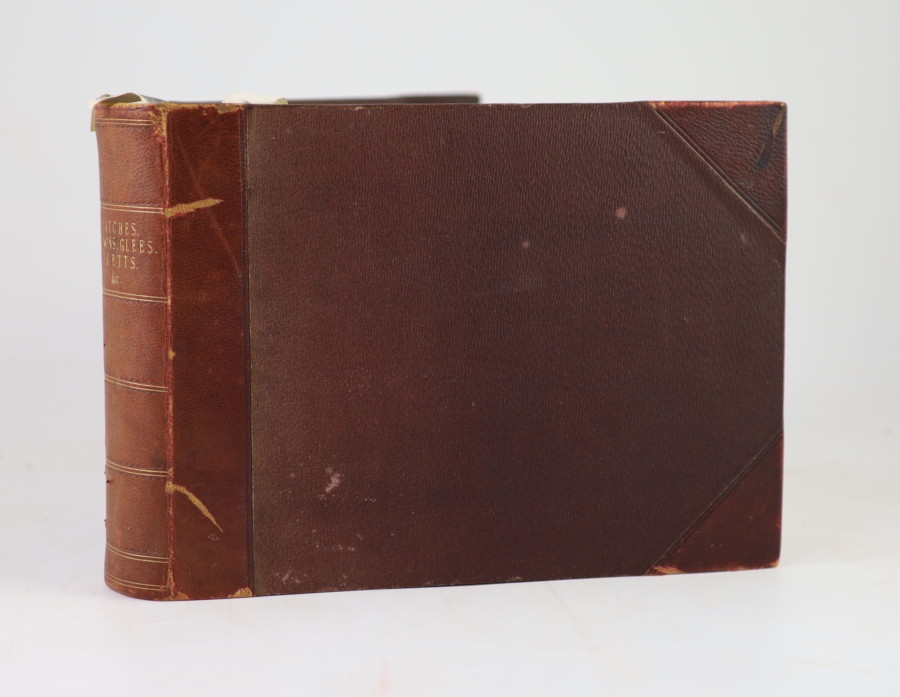 Various. Anon - A Collection of Catches, Canons, Glees, Duets &c, selected from the works of the most eminent composers Antient and Modern. 4 vols bound together. Title page to each volume. Half morocco and pebbled cloth